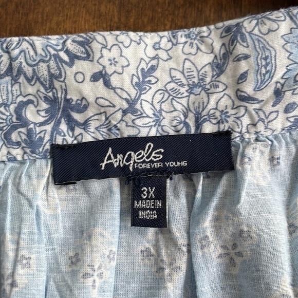 Women's Angels Blue Sleeveless Lightweight Faux Button Top Blouse -Various Sizes - Picture 10 of 14